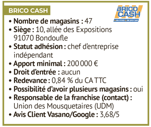 brico cash fiche